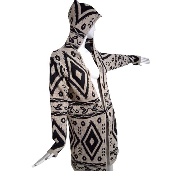 Mintee 16 Aztec Women's size XL Tribal Southwestern Long Cowichan Knit Cardigan - Picture 2 of 12